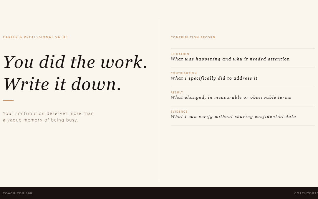 You did the work. Write down what changed.